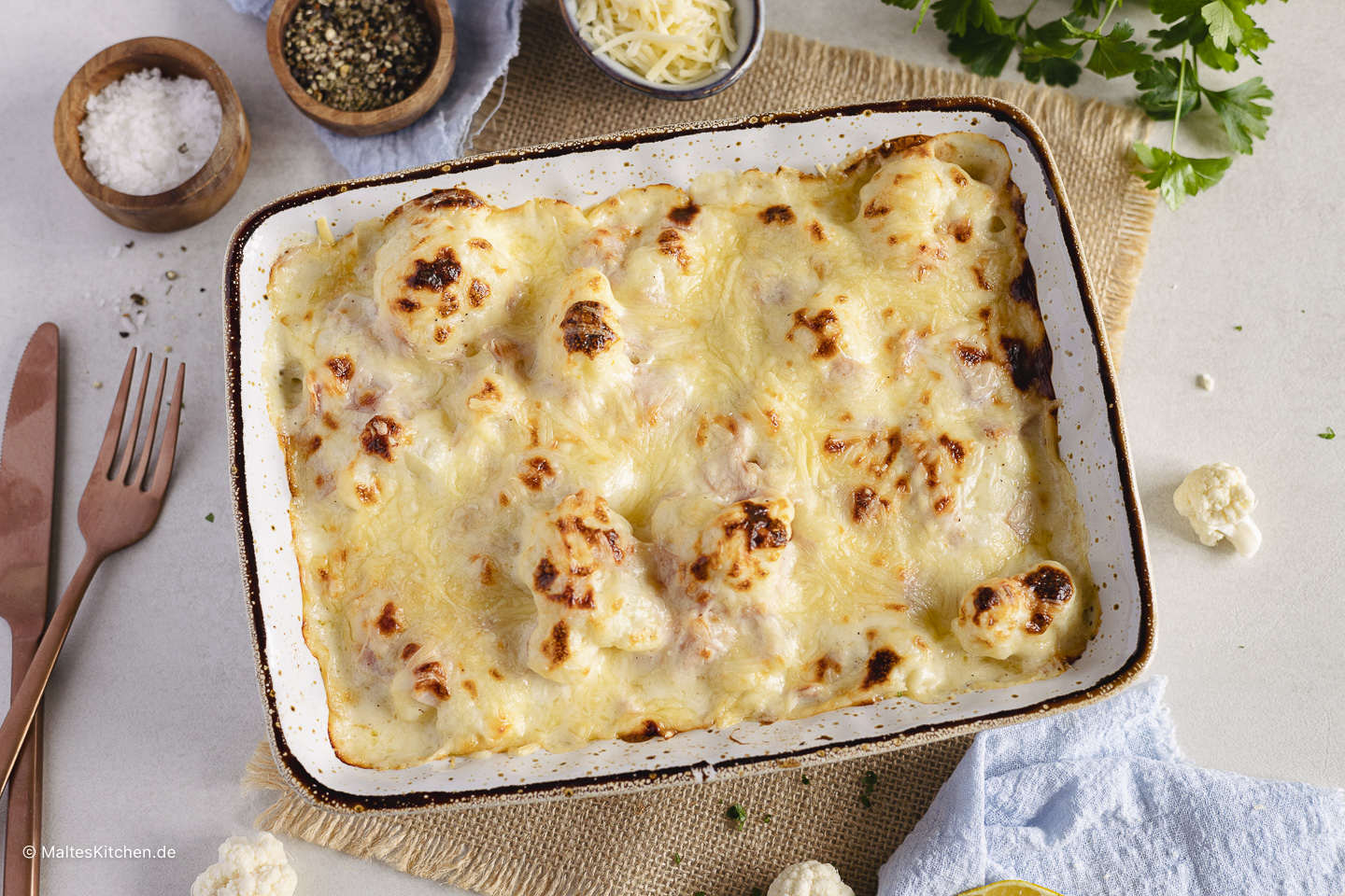 Casserole de chou-fleur au jambon | gratiné au fromage
