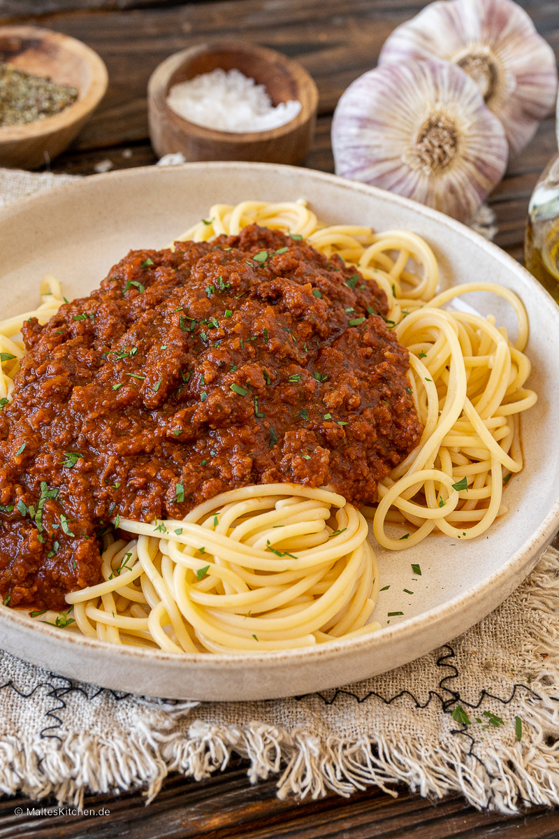 Pâtes à la sauce bolognaise.