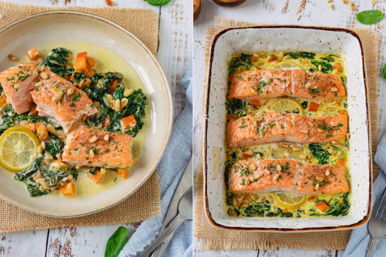 Recette de saumon au four aux épinards et mascarpone